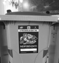 Indifferenziato. Il colore blu contrassegna il bidone che accoglie plastica (esclusi gli imballaggi), pannolini, cd e dvd, spazzolini da denti, lettiere per animali domestici. Viene svuotato due volte a settimana.
