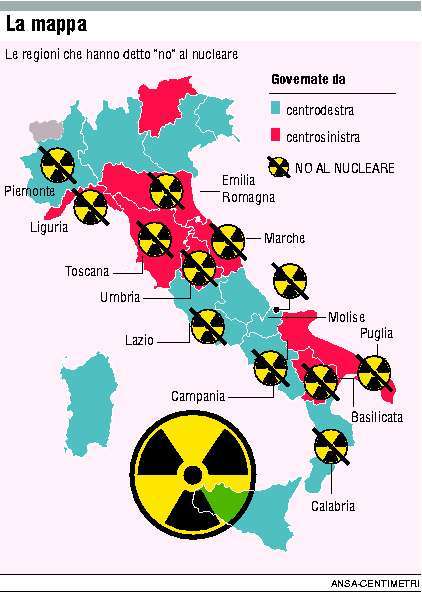 Le Regioni che hanno detto no al nucleare